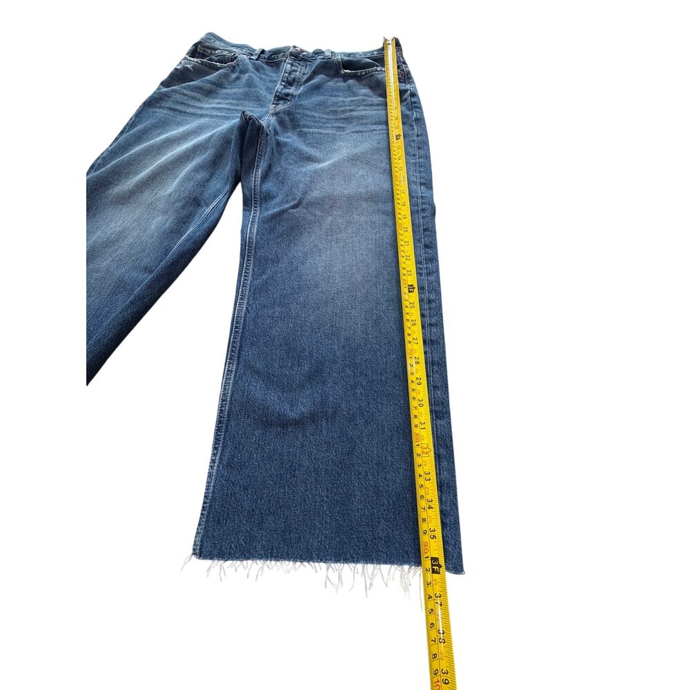 Madewell Low-Slung Baggy Crop Blue Jeans Raw Hem Button Fly Wide Leg Y2K Size 34 - Picture 16 of 16